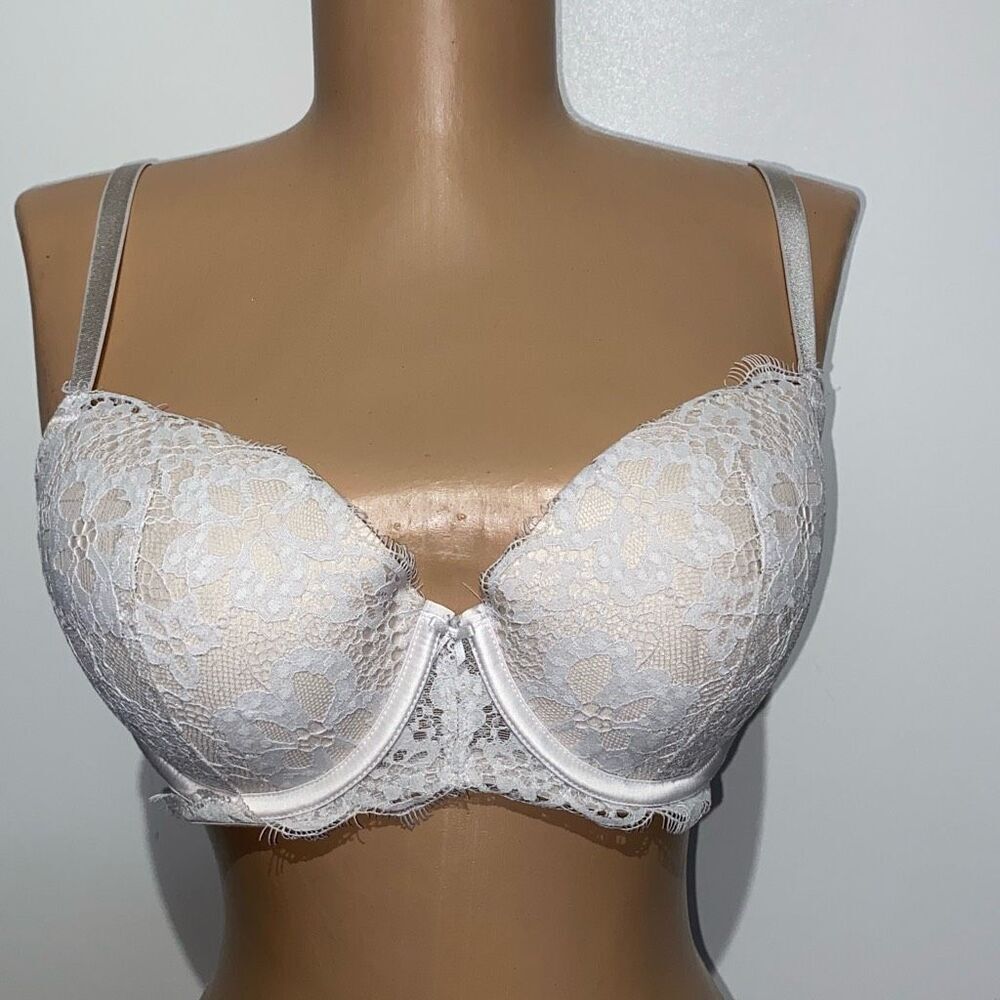 Victoria's Secret Womens Ivory Lace Lined Demi Dream Angels Push Up Bra Size 34D